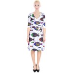 Fish Abstract Colorful Wrap Up Cocktail Dress