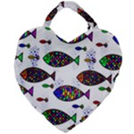 Fish Abstract Colorful Giant Heart Shaped Tote