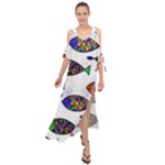 Fish Abstract Colorful Maxi Chiffon Cover Up Dress
