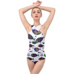 Fish Abstract Colorful Cross Front Low Back Swimsuit