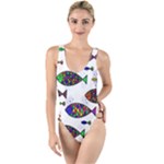 Fish Abstract Colorful High Leg Strappy Swimsuit