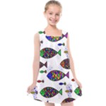 Fish Abstract Colorful Kids  Cross Back Dress