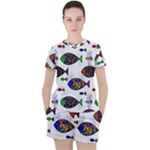 Fish Abstract Colorful Women s T-Shirt and Shorts Set
