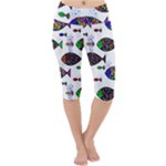 Fish Abstract Colorful Lightweight Velour Cropped Yoga Leggings