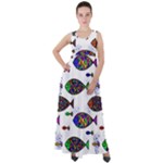 Fish Abstract Colorful Empire Waist Velour Maxi Dress
