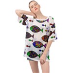 Fish Abstract Colorful Oversized Chiffon Top