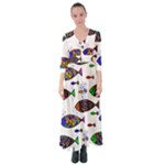 Fish Abstract Colorful Button Up Maxi Dress