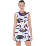 Fish Abstract Colorful Lace Up Front Bodycon Dress