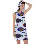 Fish Abstract Colorful Racer Back Hoodie Dress