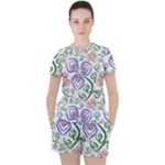 Bloom Nature Plant Pattern Women s T-Shirt and Shorts Set