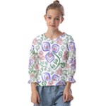 Bloom Nature Plant Pattern Kids  Cuff Sleeve Top