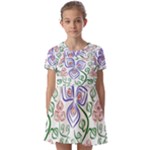 Bloom Nature Plant Pattern Kids  Short Sleeve Pinafore Style Dress