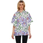 Bloom Nature Plant Pattern Women s Batwing Button Up Shirt