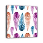 Pen Peacock Colors Colored Pattern Mini Canvas 6  x 6  (Stretched)