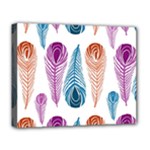 Pen Peacock Colors Colored Pattern Deluxe Canvas 20  x 16  (Stretched)