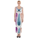 Pen Peacock Colors Colored Pattern Fitted Maxi Dress
