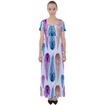 Pen Peacock Colors Colored Pattern High Waist Short Sleeve Maxi Dress