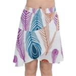 Pen Peacock Colors Colored Pattern Chiffon Wrap Front Skirt