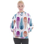 Pen Peacock Colors Colored Pattern Women s Hooded Pullover