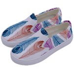 Pen Peacock Colors Colored Pattern Kids  Canvas Slip Ons
