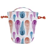 Pen Peacock Colors Colored Pattern Drawstring Bucket Bag