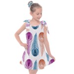 Pen Peacock Colors Colored Pattern Kids  Tie Up Tunic Dress