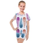 Pen Peacock Colors Colored Pattern Kids  Mesh T-Shirt and Shorts Set