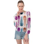 Pen Peacock Colors Colored Pattern Banded Bottom Chiffon Top