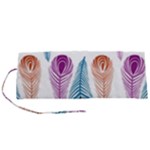 Pen Peacock Colors Colored Pattern Roll Up Canvas Pencil Holder (S)