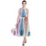 Pen Peacock Colors Colored Pattern Round Neck Boho Dress