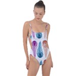 Pen Peacock Colors Colored Pattern Tie Strap One Piece Swimsuit