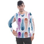 Pen Peacock Colors Colored Pattern Men s Pique Long Sleeve T-Shirt