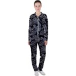 Leaves Flora Black White Nature Casual Jacket and Pants Set