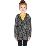 Leaves Flora Black White Nature Kids  Double Breasted Button Coat