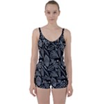 Leaves Flora Black White Nature Tie Front Two Piece Tankini