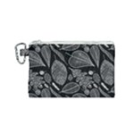 Leaves Flora Black White Nature Canvas Cosmetic Bag (Small)