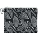 Leaves Flora Black White Nature Canvas Cosmetic Bag (XXL)