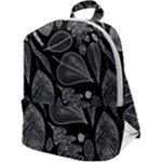 Leaves Flora Black White Nature Zip Up Backpack