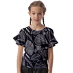 Leaves Flora Black White Nature Kids  Cut Out Flutter Sleeves