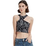 Leaves Flora Black White Nature Cut Out Top