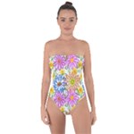 Bloom Flora Pattern Printing Tie Back One Piece Swimsuit