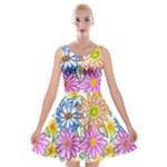 Bloom Flora Pattern Printing Velvet Skater Dress