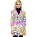 Bloom Flora Pattern Printing Button Up Hooded Coat 