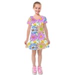 Bloom Flora Pattern Printing Kids  Short Sleeve Velvet Dress