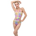 Bloom Flora Pattern Printing Plunging Cut Out Swimsuit