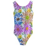 Bloom Flora Pattern Printing Kids  Cut-Out Back One Piece Swimsuit
