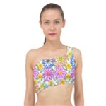 Bloom Flora Pattern Printing Spliced Up Bikini Top 