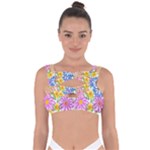 Bloom Flora Pattern Printing Bandaged Up Bikini Top