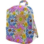 Bloom Flora Pattern Printing Zip Up Backpack
