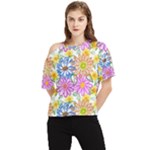 Bloom Flora Pattern Printing One Shoulder Cut Out T-Shirt